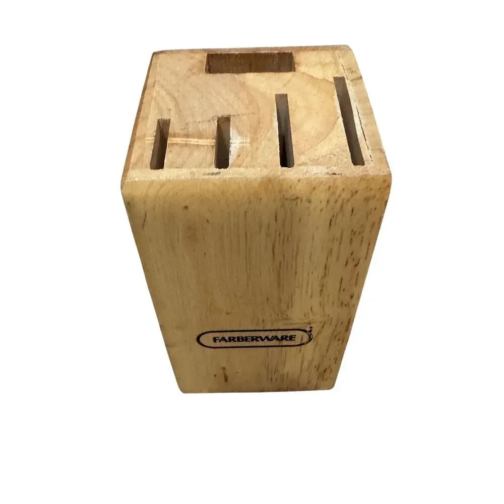 Cutlery Block 5 Slot Farberware Knife Block Oak 5.25